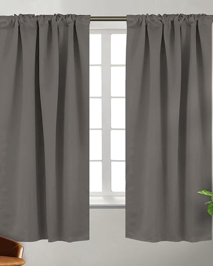 BGment Grey Curtains 63 inch for Bedroom - Rod Pocket and Back Tab Blackout Curtains Thermal Insulated Room Darkening Curtains for Living Room, 2 Window Curtain Panels (38 x 63 Inch, Grey)
