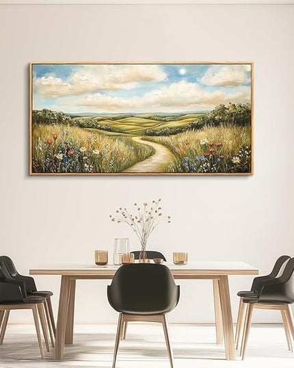 PHAOHUAXM Large Canvas Wall Art For Living Room Wall Decor For Bedroom Wall Painting Ink-Wash Landscape Farmhouse Office Restaurant Print Pictures Art Home Decor Ready To Hang Wood Framed 24"X48"