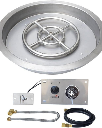 Stanbroil 25 Inch Drop-in Round Natural Gas Fire Pit Kit with Spark Ignition,304 Stainless Steel Fire Pit Burner for Outdoor DIY Firepit - Natural Gas Version
