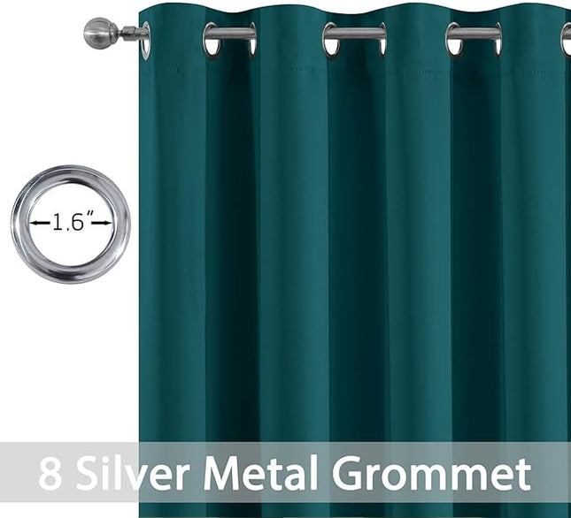 Yakamok Blackout Curtains for Bedroom 2 Panels Set 72 Inch Length Thermal Insulated Room Darkening Dark Black Out Drapery Grommet Window Treatments Drapes for Living Room,52x72, Dark Teal