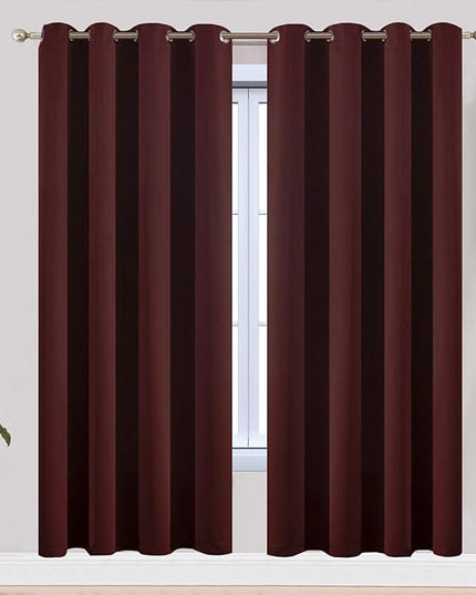 Yakamok Treatment Blackout Thermal Insulated Room Darkening Solid Grommet Curtains/Drapes for Bedroom,Bonus 2 Tie Backs Included (Burgundy Red,52x72-inch, 2 Panels)