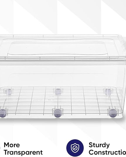 Superio Storage Bins with Lids, Clear Plastic Containers for Organizing, Stackable Totes, BPA Free, Odor Free, Organizer Boxes for Home, and Dorm (4 Pack, 32 Quart)