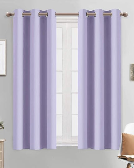Yakamok Room Darkening Grommet Window Drapes Blackout Curtains Thermal Insulated Grommet Curtain Panels for Bedroom, 38W x 54L, Lilac, 2 Panels