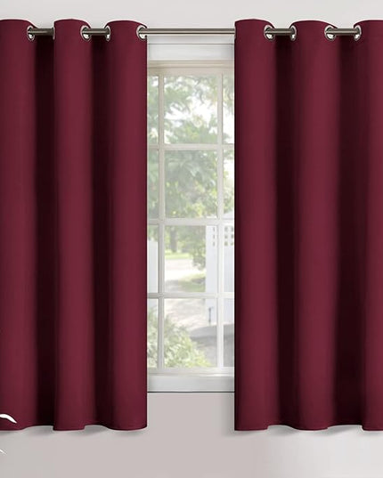 YoungsTex Burgundy Blackout Curtains 68 Inches Long for Bedroom - Thermal Insulated Window Drapes with Grommet Room Darkening Christmas Decor for Living Room, 2 Panels, 42 x 68 Inch