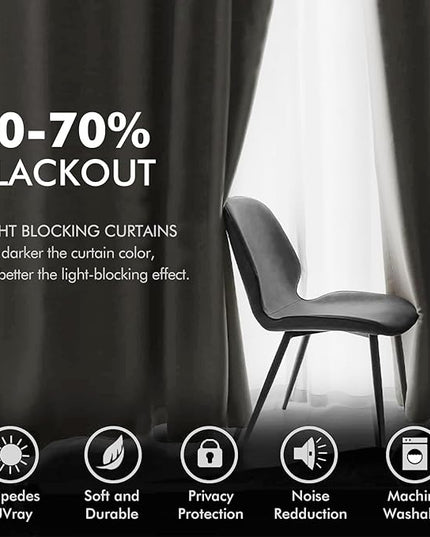 MIULEE Velvet Off White Elegant Grommet Curtains - Thermal Insulated Soundproof Room Darkening Black Out Curtains/Drapes for Classical Living Room Bedroom Decor - 52 x 108 Inch Set of 2