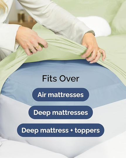Extra Deep Cal King Sheet Set - 6 Piece Breathable and Cooling Sheets - Hotel Luxury Bed Sheets Set - Easy Fit - Soft, Wrinkle Free and Comfy Sheets Set - Light Sage Sheet Set with Extra Deep Pockets