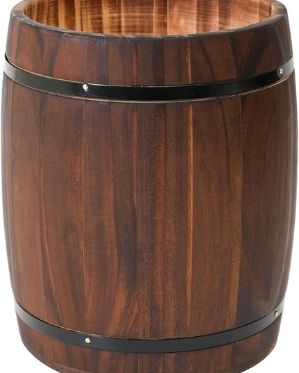 Tomato Garden Wooden Utensil Holder, Brown, Barrel Shape, Holds Spoons and Scoops, Wine Barrel Design, Painted, Smooth Surface, Sturdy Construction