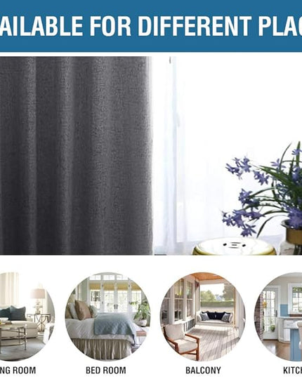 H.VERSAILTEX 100% Blackout Curtains for Bedroom 84 Inches Long Grommet Linen Face Full Light Blocking Curtain Drapes for Living Room Thermal Linen Look Curtains 2 Panels Set, 52" W x 84" L, Grey