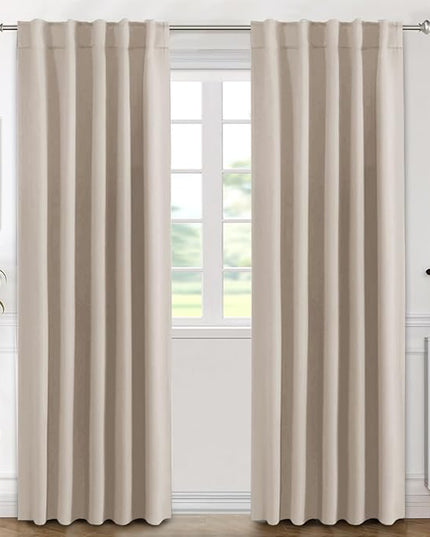 H.VERSAILTEX Blackout Curtains Thermal Insulated Window Treatment Panels Room Darkening Blackout Drapes for Living Room Back Tab/Rod Pocket Bedroom Draperies (2 Panels, Fog, 42 x 84 Inch)