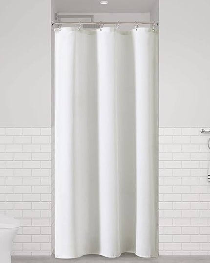 Naturoom Stall Shower Curtain, 36 Inches Linen Cloth Textured Fabric Shower Curtain Set with Hooks, Narrow Hotel Luxury Elegant Ultra Thick Bath Curtains for Bathroom, W36 xH72, White