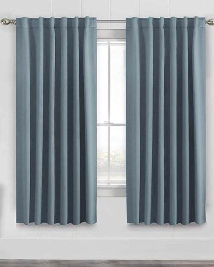 H.VERSAILTEX Blackout Curtains Thermal Insulated Window Treatment Panels Room Darkening Blackout Drapes for Living Room Back Tab/Rod Pocket Bedroom Draperies, 52 x 72 Inch, Stone Blue, 2 Panels
