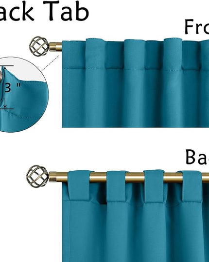 BGment Rod Pocket and Back Tab Blackout Curtains for Bedroom - Thermal Insulated Room Darkening Curtains for Living Room, 2 Window Curtain Panels (38 x 45 Inch, Peacock Blue)
