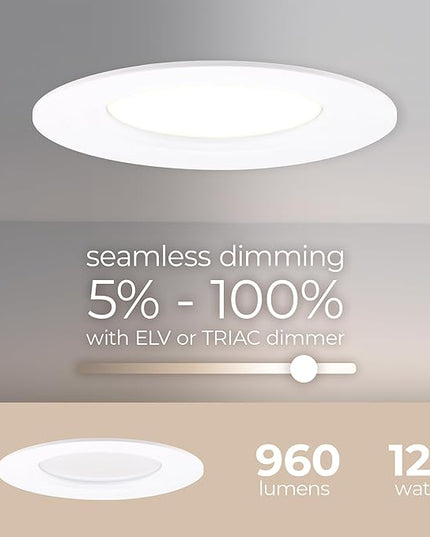 Just Screw Me in 6in LED Recessed Retrofit Light for E26 or Medium Base 4, 5, or 6 Inch Recessed Cans with Telescoping Neck and 5-CCT 2700-3000-3500-4000-5000K in White (Pack of 4)
