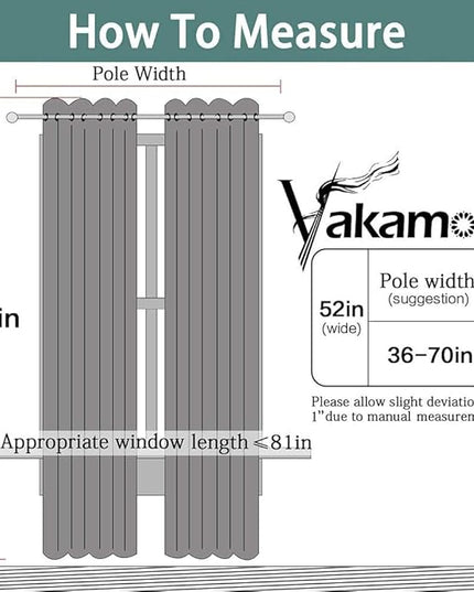 Yakamok 100% Blackout Curtains Black Room Darkening Thermal Insulated Window Curtain with 2 Thick Layers-Set of 2 Panels Grommet Top Drapes for Bedroom Living Room 52 Inches by 84 Inches Length