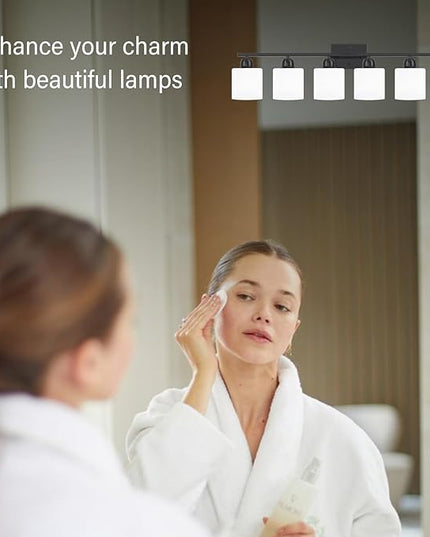 6-Light Black Vanity Lights for Bathroom, Modern Bathroom Vanity Lighting Fixtures Over Mirror, Bathroom Light Fixtures for Bathroom Mirror, Living Room, Hallway, Vanity Table, E26 Base