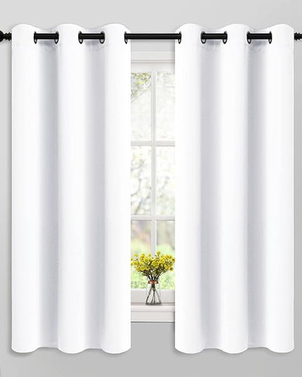 Yakamok Blackout Curtains Room Darkening Thermal Insulated Window Panels,Solid Grommet Top Drapes for Bedroom/Living Room(42Wx63L, Pure White, 2 Panels)