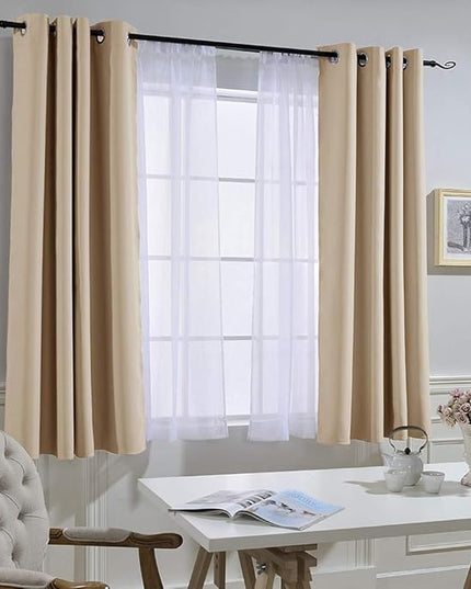 NICETOWN Bedroom Curtains Room Darkening Drapes - Biscotti Beige Curtains/Panels for Bedroom, Grommet Top, 2-Pack, 52 x 45 inches Long, Thermal Insulated, Privacy Assured