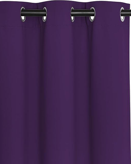 NICETOWN Blackout Curtains 120 inch Length for Sliding Glass Door, Grommet Thermal Insulated Room Darkening Sound Reducing Drapes for Room Divider, 1 Panel, W52 x L120, Royal Purple