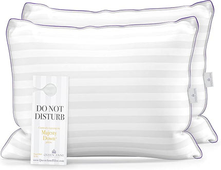 Queen Anne Hotel Collection Pillows – Luxury Down Alternative Bed Pillows (2-Pack, Standard Firm) – Ultimate Comfort, Hypoallergenic, Made in The USA