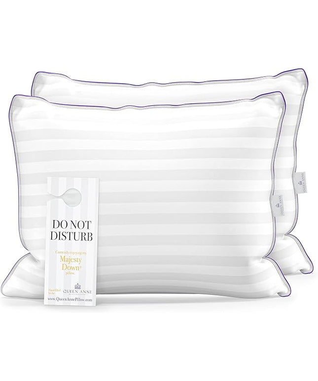 Queen Anne Hotel Collection Pillows – Luxury Down Alternative Bed Pillows (2-Pack, Standard Medium) – Ultimate Comfort, Hypoallergenic, Made in The USA