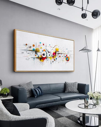 ERQINHUA Abstract Canvas Wall Decor Living Room Boho Wall Art For Bedroom Office Decorations Geometric Paintings Minimalism Wall Pictures Artwork Modern Home Decor Aesthetics Wood Framed 30x60 In