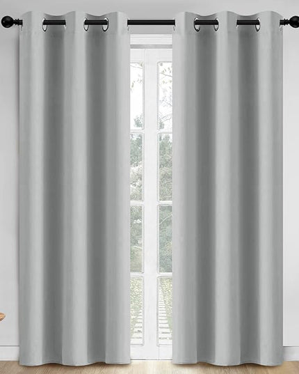 Yakamok 84 Inch Length Blackout Curtains for Bedroom, Thermal Insulated Room Darkening Grommet Top Window Drapes for Living Room,Light Grey,42W x 84L,2 Panels