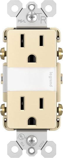 Legrand radiant NTL885TRLACC6 15 Amp Adjustable LED Night Light Outlet, Tamper Resistant Decorator Receptacle, Optional Louver, Light Almond (1 Count)
