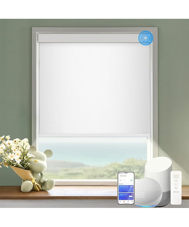 Motorized Blinds with Remote Cordless Automatic Motorized Shades Custom Blinds for Windows Smart Curtains Compatible with Alexa Google Home(Custom)