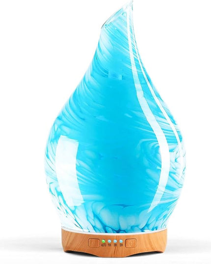 Porseme 280ml Essential Oil Diffuser Glass Color Changing Aroma Air Diffusers Aromatherapy Ultrasonic Cool Mist Humidifier 7 Running Hours Waterless Auto-off for Sleeping, Yoga, Office, Spa(Blue Wave)