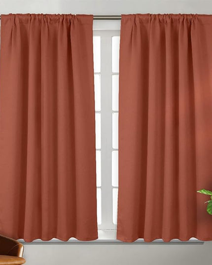 BGment Room Darkening Curtains for Bedroom - 54 Inch Fall Decor Curtains Thermal Insulated Noise Reducing Privacy Rod Pocket and Back Tab Drapes for Living Room, 2 Panels, 42 x 54 Inch, Terracotta