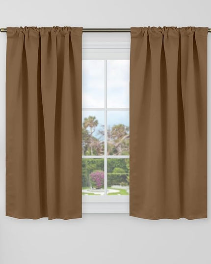 BGment 40 Inch Length Blackout Curtains for Cafe - 38 x 40 inch Short Window Curtains Rod Pocket and Back Tab Thermal Insulated Room Darkening Curtains for Kitchen Bathroom, 2 Panels, Taupe