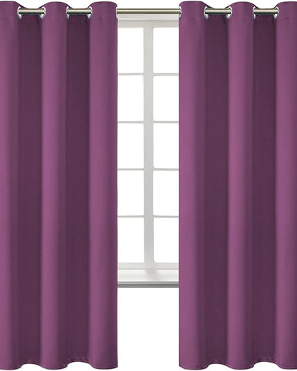BGment Room Darkening Curtains 72 Inches Long - Grommet Thermal Insulated Drapes Window Treatment Curtains for Bedroom, 2 Panels, 42 x 72 Inch, Eggplant Purple