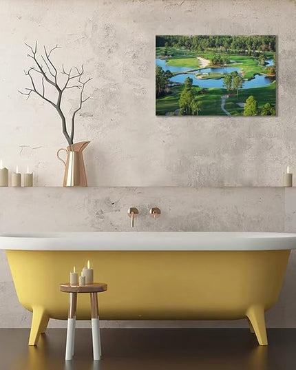 chenchenArt King's North Golf Course Wall Art for Living Room Bedroom Bathroom Home Decorations Myrtle Beach National Club Picture Canvas Prints Modern Artwork Framed Ready to Hang(24''H x 36''W)