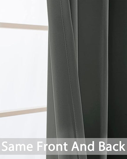 Yakamok Thermal Insulated Solid Grommet Light Blocking Blackout Curtains for Living Room, Room Darkening Blackout Drapes for Bedroom(Dark Grey, 38Wx90L, 2 Panels)
