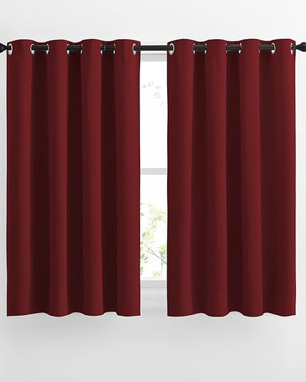 NICETOWN Blackout Draperies Curtain Panels - Thermal Insulated Solid Grommet Blackout Curtains/Panels/Drapes for Christmas (Burgundy Red, 1 Pair, 52 by 54-Inch)