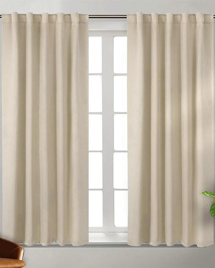 BGment Champagne Blackout Curtains 54 Inches Long for Bedroom - Thermal Insulated Room Darkening Rod Pocket and Back Tab Curtains for Living Room, 2 Window Curtains Panels, 42 x 54 Inch, Champagne