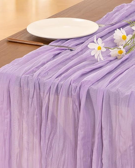 Socomi 6pcs Lilac Purple Lavender Cheesecloth Table Runner Christmas Boho Rustic Gauze 120 inch 10FT Cheese Cloth Runner for Wedding Party Baby Shower Birthday Home Decor Holiday Decorations