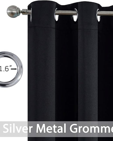 Yakamok 72 Inch Long Blackout Curtains for Bedroom, Thermal Insulated Room Darkening Black Curtains, Light Blocking Blackout Drapes for Living Room- 2 Panels, 42 Inch Width