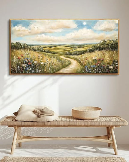 PHAOHUAXM Large Canvas Wall Decor For Living Room Wall Art For Bedroom Print Ink-Wash Landscape Paintings Wood Framed Murals Farmhouse Dining Room Office Home Wall Decorations Aesthetics 30"X60"