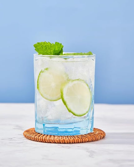 CREATIVELAND Geometric Shapes Glass Drinking Glasses Set of 6, Solid Blue Color 10 OZ Glass Tumbler Glassware for Water, Juice, Different Options for Home, Restaurant, Hotel, Bar