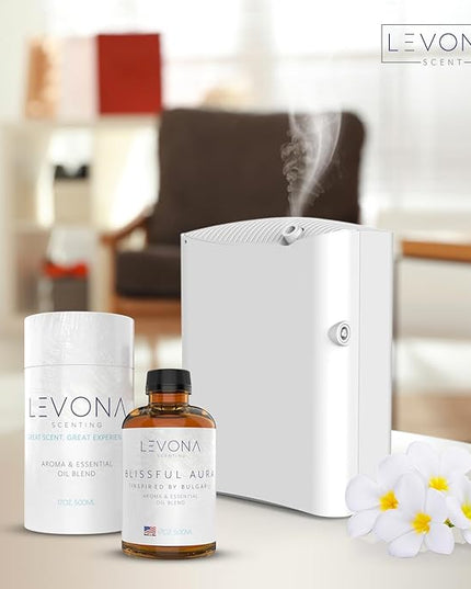 Levona Scent Essential Oil - Fresh Aroma for Home, Office, Hotel & Spa, Perfect in Humidifiers and Diffusers, Luxury Fragrance, With Roses, Geranium, Zesty Lemon Notes - 500ml/ 17 fl oz, Blissful Aura