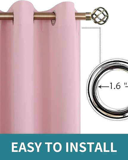 BGment Room Darkening Curtains 84 Inches Long - Grommet Thermal Insulated Drapes Window Treatment Curtains for Bedroom, 2 Panels, 38 x 84 Inch, Baby Pink