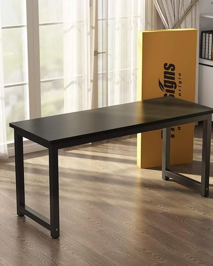 Tribesigns Modern Computer Desk, 63 inch Large Office Desk Computer Table Study Writing Desk Workstation for Home Office, Black Metal Frame