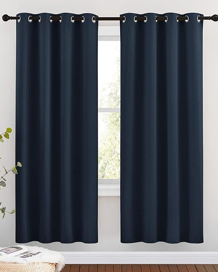NICETOWN Blackout Curtain Panels 72 - Window Treatment Energy Saving Thermal Insulated Solid Grommet Blackout Drapes for Living Room (Navy, 1 Pair, 46 by 72-Inch)