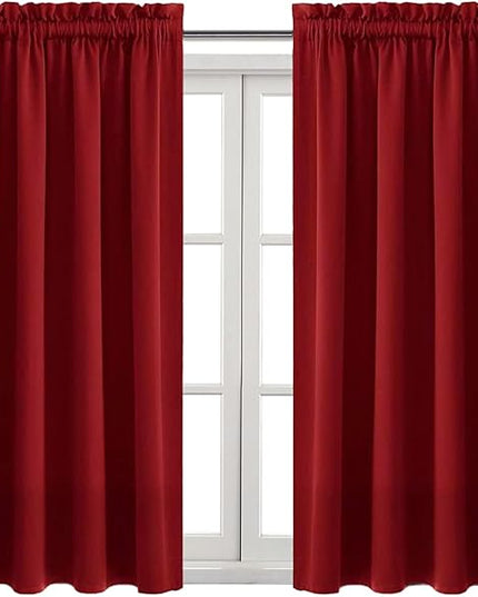 DWCN Christmas Burgundy Room Darkening Blackout Curtains - Thermal Insulated Privacy Energy Saving Window Curtain Drapes 42 x 54 inch Length, Set of 2 Bedroom Living Room Curtains