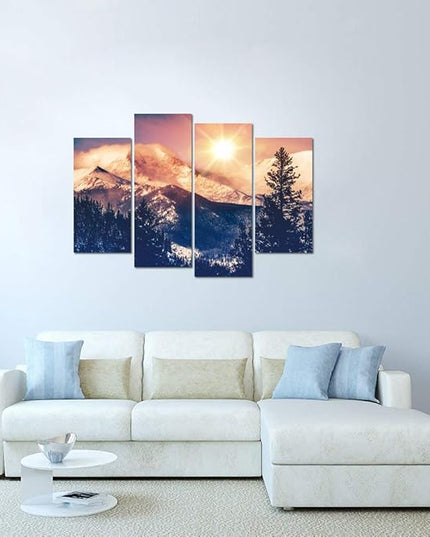 VVOVV Wall Decor - Sunrise Art Canvas Painting Colorado Mountains Pictures Wall Art Rocky Mountain Landscape Photographs Home Decor for Living Room