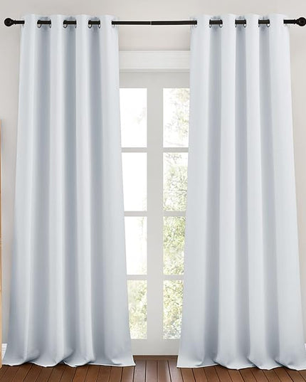 NICETOWN Room Darkening Curtain Panels - Home Fashion Ring Top Thermal Insulated Darkening Curtains for Bedroom/Living Room (2 Panels, 46" Wide by 90" Long, Greyish White)