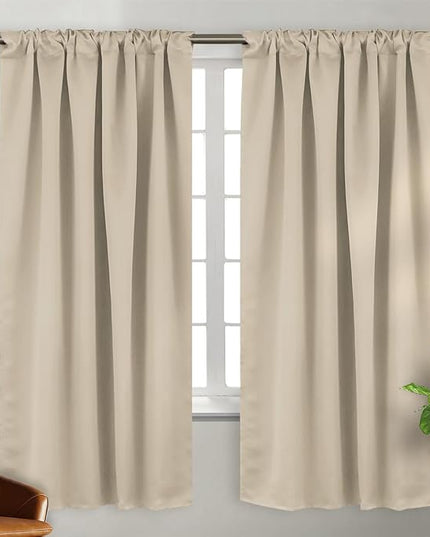 BGment Champagne 72 Inch Blackout Curtains - Thermal Insulated Rod Pocket and Back Tab Room Darkening Curtains for Bedroom/Living Room, 2 Window Curtain Panels (42 x 72 inch, Champagne)