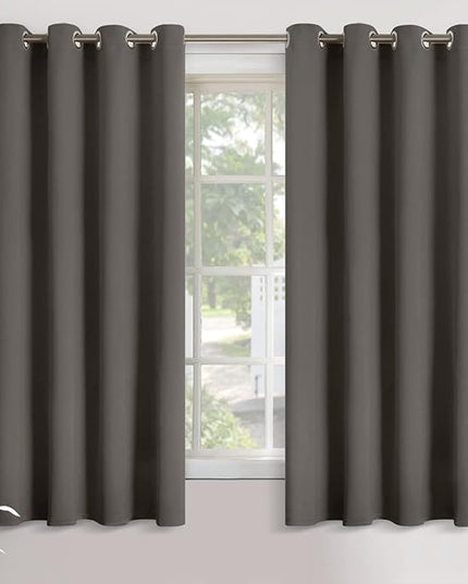 YoungsTex Blackout Curtains for Bedroom - Thermal Insulated with Grommet Top Room Darkening Noise Reducing Curtains for Living Room, 2 Panels, 52 x 63 Inch, Grey