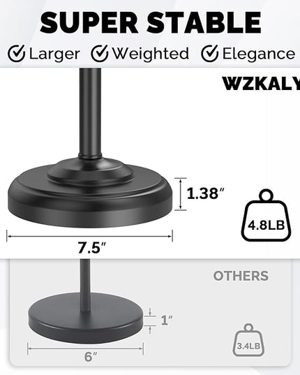 Black Toilet Paper Holder Stand, Matte Black Toilet Paper Holder Free Standing, Post Pivoting Design & Stable Weighted Base SUS304 Stainless Steel for Bathroom(Mega Roll)